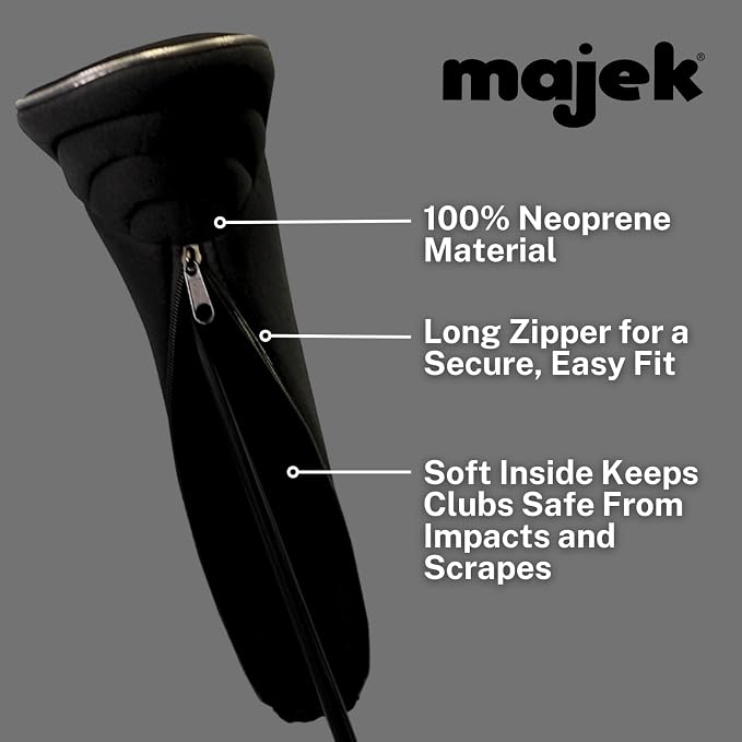 Black Golf Zipper Head Covers Driver 1 3 5 7 9 X Fairway Woods Headcovers Metal Neoprene Traditional Plain Protective Covers Fits All Fairway Clubs