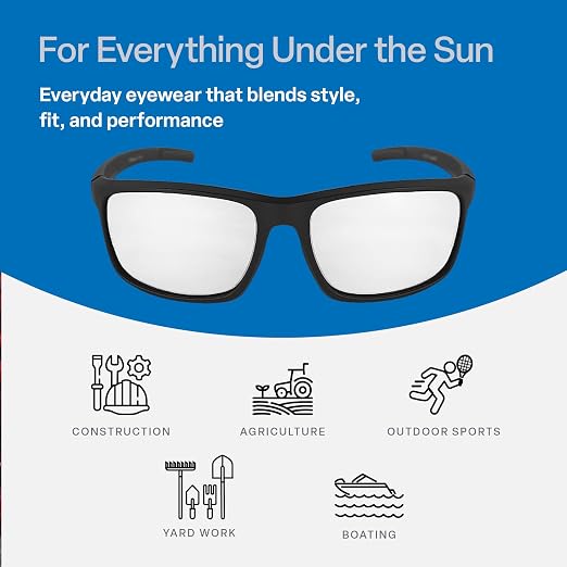 Bullhead Safety Eyewear Pompano Glasses – Anti-Fog, Lightweight, Scratch Resistant, UV Light Blocking Sunglasses for Driving, Golf, Boating, Outdoor Work, Clear Lens