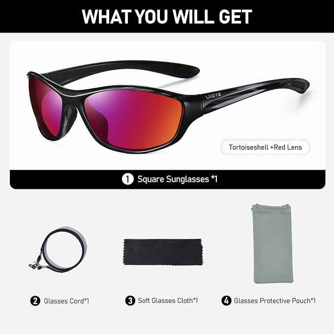 LKEYE Bifocal Reading Sunglasses Men Women Sports Style Sun Reader Wrap Around Build-In UV Protection Driving glasses LK6092