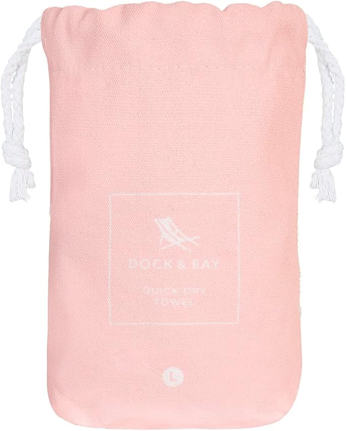 Dock & Bay Beach Towel - Quick Dry, Sand Free - Compact, Lightweight - 100% Recycled - Includes Bag - Essential - Pink, Large (160x90cm, 63x35)