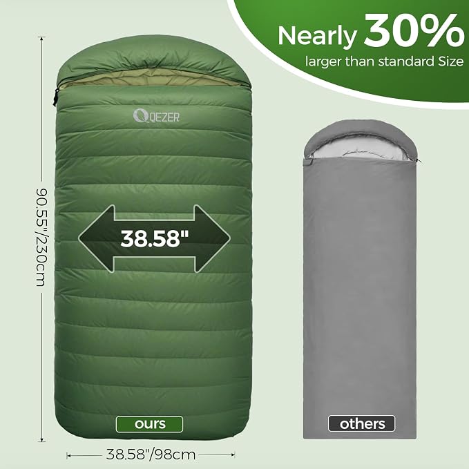 XL Sleeping Bag-600 Fill Power Down Sleeping Bag for Adults, Ultralight Ideal for Backpacking, Camping, Hiking