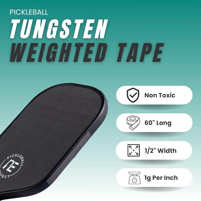 Pickleball Effect Weighted Tungsten Tape for Pickleball Paddles | Non-Toxic & Customizable Alternative of Lead Tape for Pickleball Paddles
