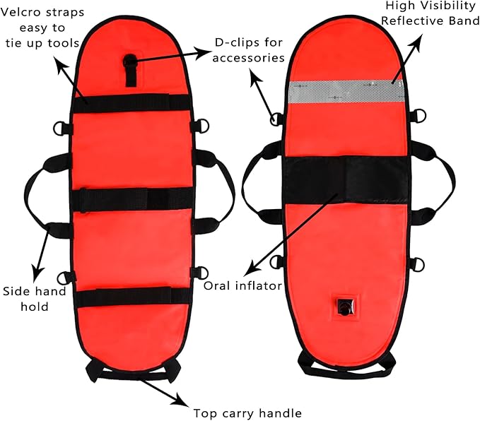 Luwint Hi-Vi Inflatable Dive Float Buoy and 5ft Surface Marker Buoy