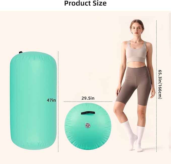 Inflatable Gymnastics Air Roller Tumbling Barrel with Electric Pump for Back Handspring Training and Cheerleading Home Use Gymnastics Equipment Air Track Tumble Mat
