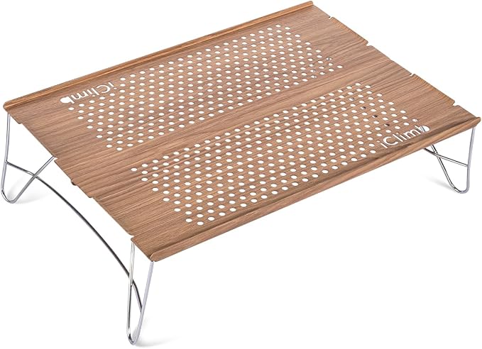 iClimb Mini Solo Folding Table Ultralight Compact for Backpacking Camping Hiking Beach Picnic (Nature - S)