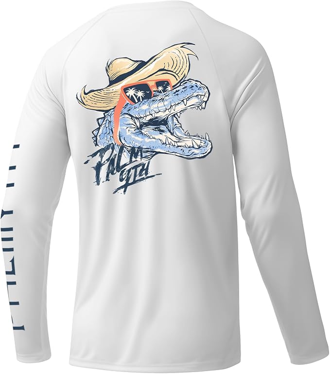 Palmyth Fishing Shirts for Men Long Sleeve UPF 50+ T Shirt Sun Protection | Quick Dry, Sun Protection, Myth-Cool Fabric, Fish Print, Moisture Wicking, Stretchy, Breathable, Fishing,Boating,Outdoor Wear