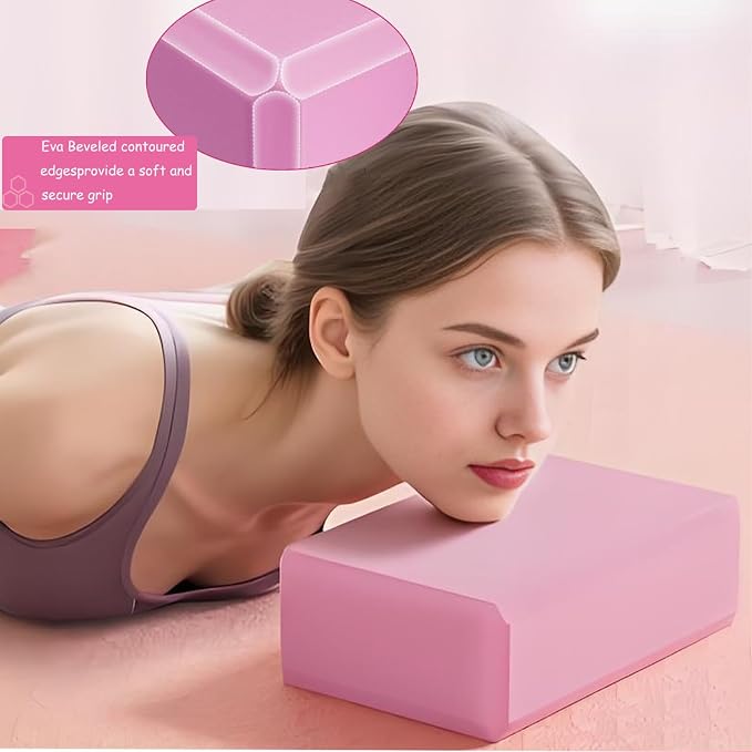 Foam Yoga Blocks Lightweight Non-Slip Supportive Yoga Bricks Yoga Props Accessories for Women Men, Stretching and Meditation (6 Colors)