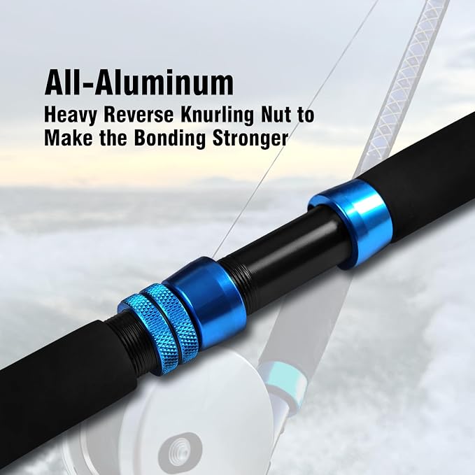 Fiblink 1-Piece Saltwater Offshore Trolling Rod Conventional Boat Rod Carbon Fishing Pole(6 Feet, 30-50 lb/50-80 lb/80-120 lb)