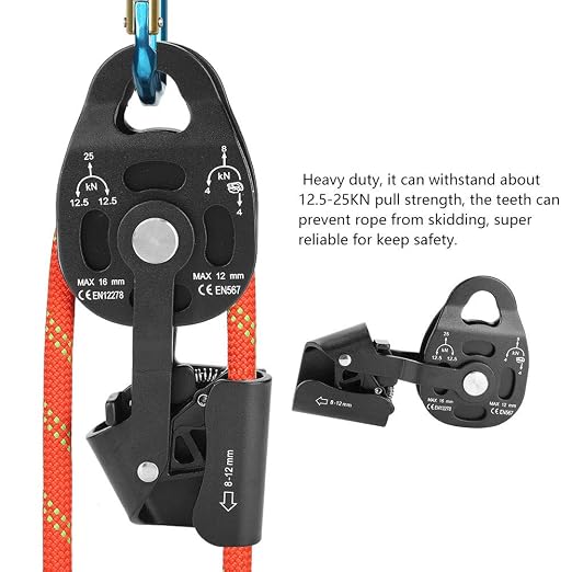 Single Swivel Pulley, 19.5x7.5cm/7.7x3.0in Rescue Single Swivel Rope Pulley Block High Strength Climbing Safety Equipment for Heavy Objects Transport