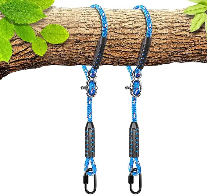 SELEWARE Tree Swing Rope Hammock Tree Straps Hanging Kit, Adjustable Rope Fast & Easy to Hang Hammock Chair Swing for Indoor Outdoor Tree Branch Camping Playground Accessories (Blue, 3ft, 2 Pack)