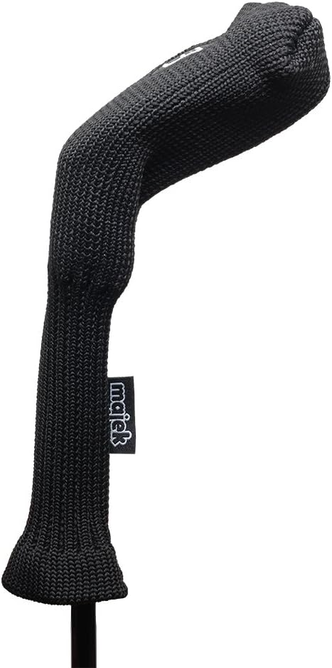 Majek All Hybrid Golf Club Black Sleek Tight Fit Headcover Set 3-SW Acrylic Head Covers 3 4 5 6 7 8 9 PW SW (Total of 9 Hybrid Head cover Set)