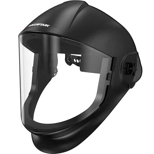 ARCCAPTAIN Anti-Fog Panoramic Full Face Shield, Clear Polycarbonate Full Face Mask with Impact Protection and Adjustable Ratcheting Headgear, ANSI Z87.1 Certified for Grinding and Cutting