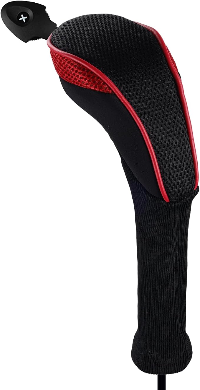 Andux 4 Pack Long Neck Golf Hybrid Club Head Covers Dial No. Tag CTMT-01 | Mesh Breathable material | all the Same Size | Coloured Piping | Pull-On Closure