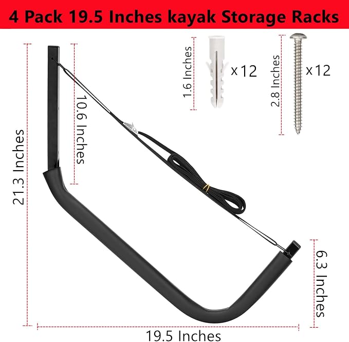 Kayak Storage Racks, Canoes Garage Storage Hooks, Wall Mount Surfboard Hangers and Stand-Up Paddle Board Holder