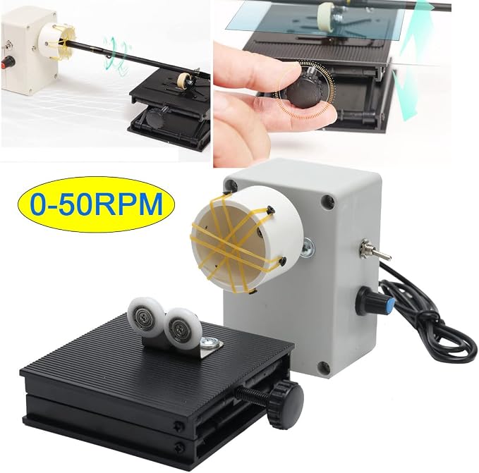 Portable Professional Fishing Rod Building Winding Tool, AC 100-240V Electric-Drive DIY Rod Tool Machine 0-60RPM Adjustable Winding Machine for Epoxy Drying