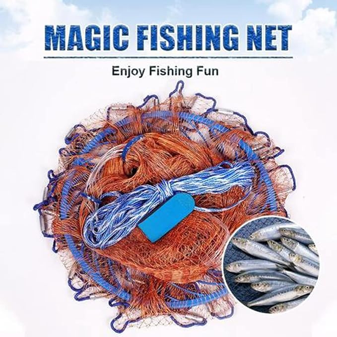 Alvinlite Cast Net for Bait Trap Fish 8ft 10ft 12ft 14ft 16ft Radius Fishing Cast Net Throw Cast Net with Heavy Duty Zinc Sinker for Freshwater and Saltwater