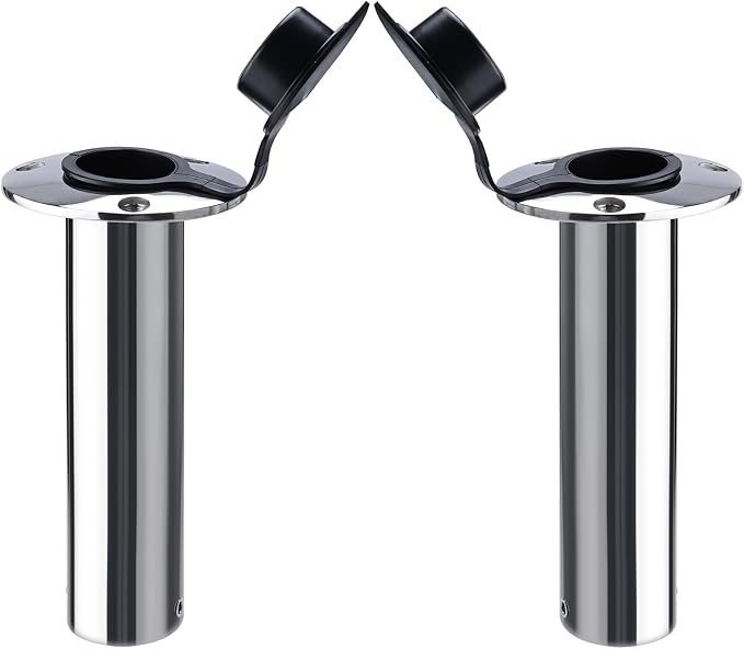 NovelBee 4 Pack Fishing Rod Holders with Rubber Cap and Mounting Screws,90 Degree Stainless Steel Flush Mount Rod Holder for Fishing Boat