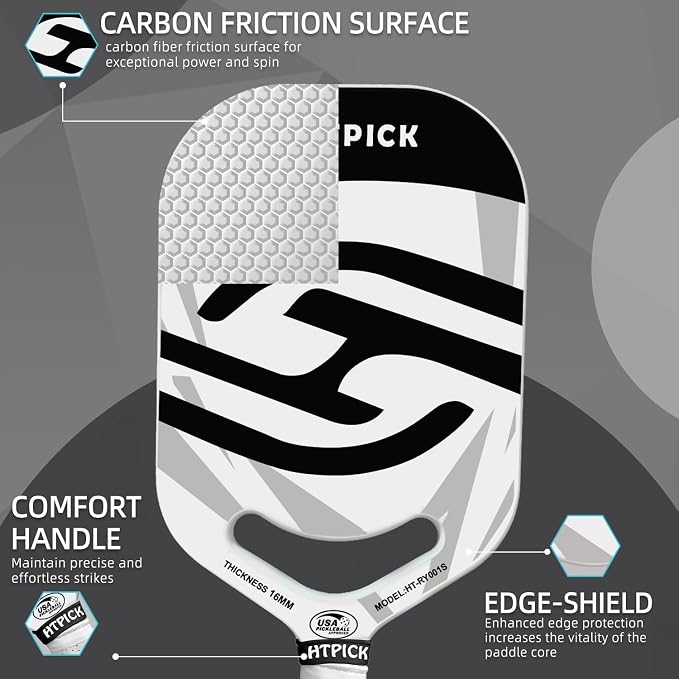 Pickleball Paddles | T700 Carbon Fiber Pickleball Paddle with Aero Throat | Hot-Press Moulding | 16mm Polymer Core | Specifically Engineered for Swing Speed and Manoeuvrability