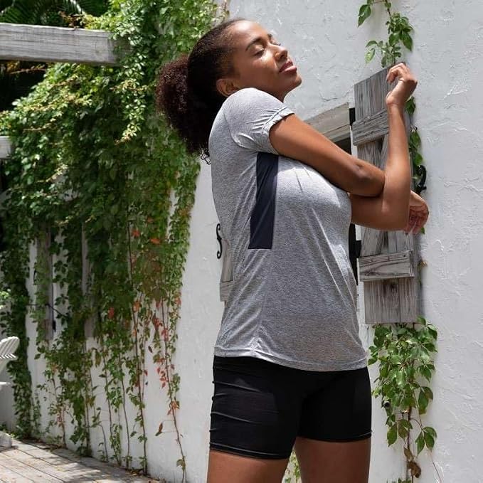 Real Essentials 5 Pack: Women's Short Sleeve T-Shirts Workout Tops Fitness Pilates Gym Activewear Athletic (Plus Available)