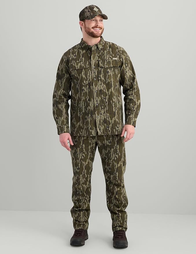 Nomad Men's Rub Line Field Shirt - Durable Long Sleeve Button-Down Hunting Shirt with Advanced Performance Features