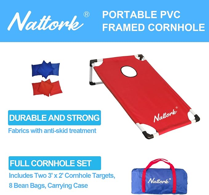 Portable Cornhole Set with 2 Collapsible Cornhole Boards, 8 Cornhole Bean Bags and Carrying Case for Yard Toss Game, Indoor Outdoor Camping Games for Family Parties (3 x 2-feet)