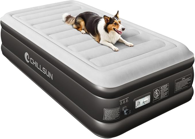 CHILLSUN 2026 Upgraded Twin Air Mattress with Built in Pump, 3 Mins Quick Self-Inflation Inflatable Airbed Puncture-Resistant, Leak-Proof Blow Up Mattress for Home Portable Camping Travel