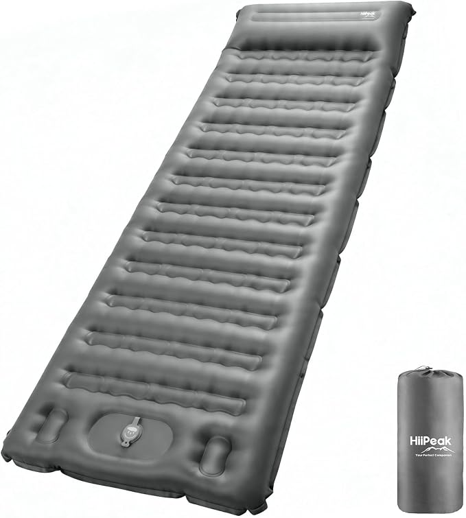 HiiPeak Ultralight Camping Sleeping Pad, 12cm Thickened Sleeping Mat with Pillow and Built-in Foot Pump,Inflatable Camping Air Mattress for Camping, Backpacking, Hiking, Tent Trap Traveling