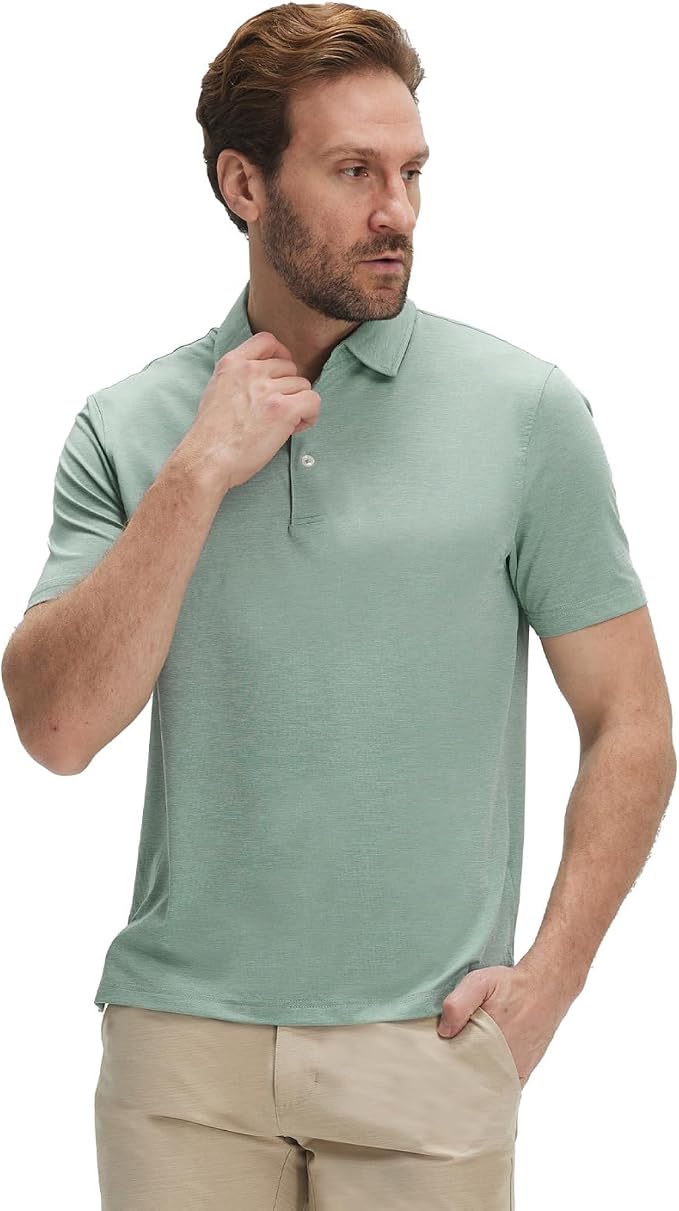 M MAELREG Men‘s Golf Shirts Short Sleeve Ultra-Light Soft Performance Quick Dry Athletic with UPF 30+ Polo Shirts for Men