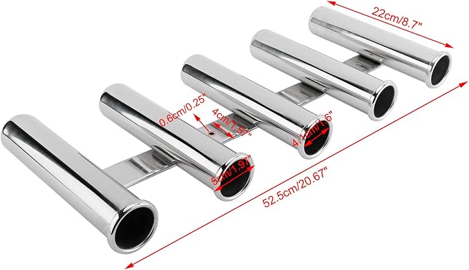 YaeMarine Fishing Rod Holder 316 Stainless Steel Fishing Rod Rack 3Tube/4Tube/5Tube/6Tube Mirror Finish for Marine Boat Yacht Camper