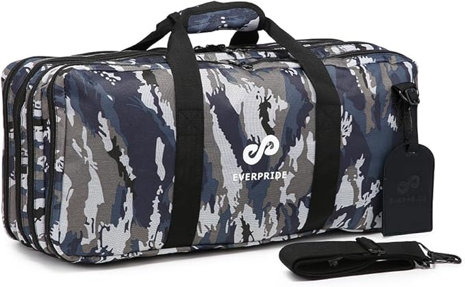 EVERPRIDE New 4 Section CAMO Professional Knife Bag for Chefs Hunting Fishing Camping Holds 20 Knives 4 Storage Compartments with Shoulder Strap Laptop/Tablet Padded Slot - Knives Not Included