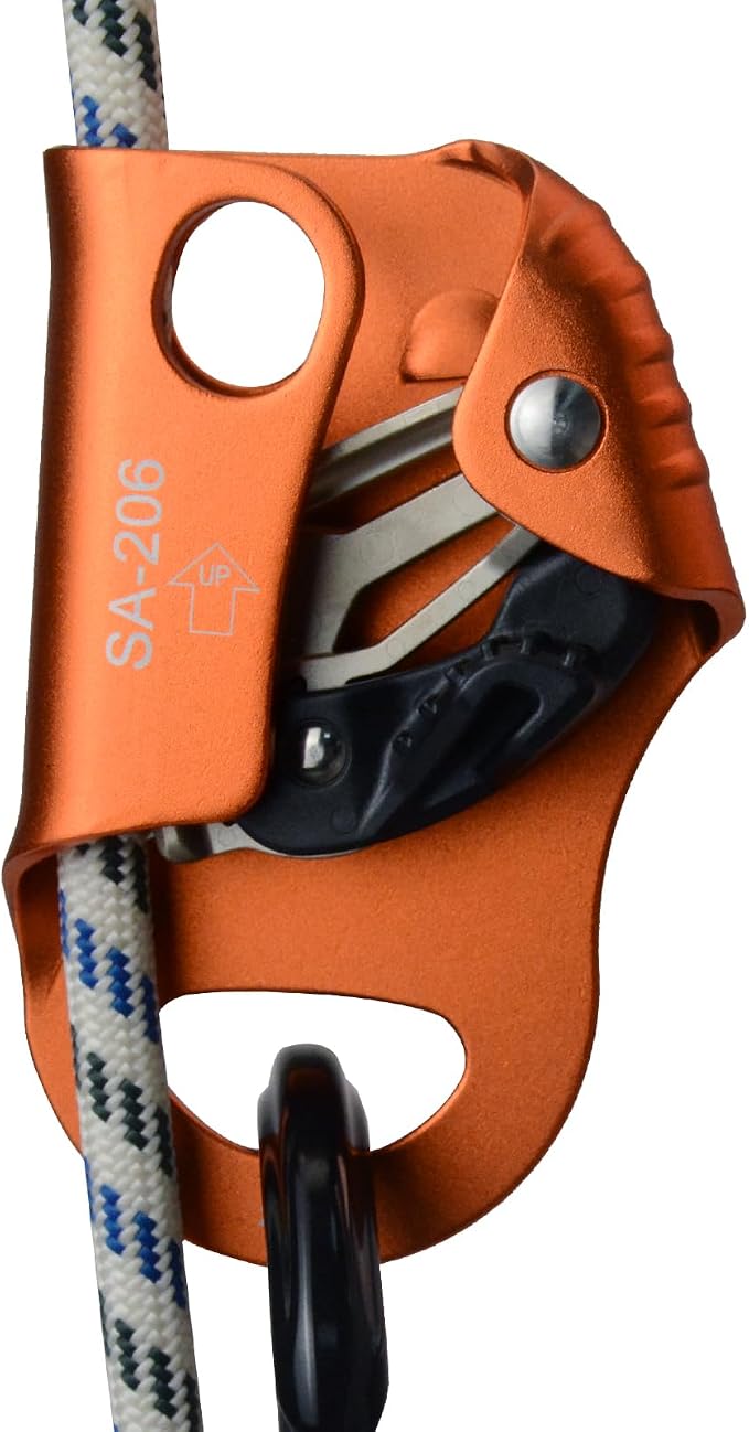 CE Chest Ascender, 100kgs Strong Climbing Rappelling Gear Equipment for Rock Climbing, Tree Arborist, Climbing Rescue Caving, Mountaineering, 8~13MM Rope, 4kN, Orange