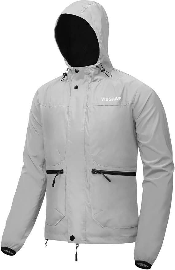 WOSAWE Men Reflective Jacket Night Glowing Bomber Jacket MTB Cycling Windbreaker Travel Sport Coat