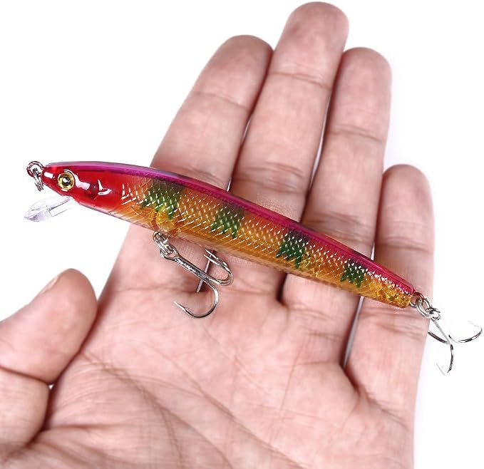 Fishing Lures Kit Mix Includes Minnow Popper Crankbait and Fish Hook for Fishing Saltwater Freshwater Trout Bass Salmon