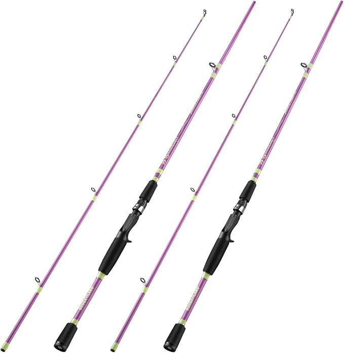 Sougayilang Fishing Rod 24-Ton Carbon&Glass Fiber Composite Spinning and Casting Rod, 2 Piece for Bass Trout Crappie Travel Fishing- 6'0"
