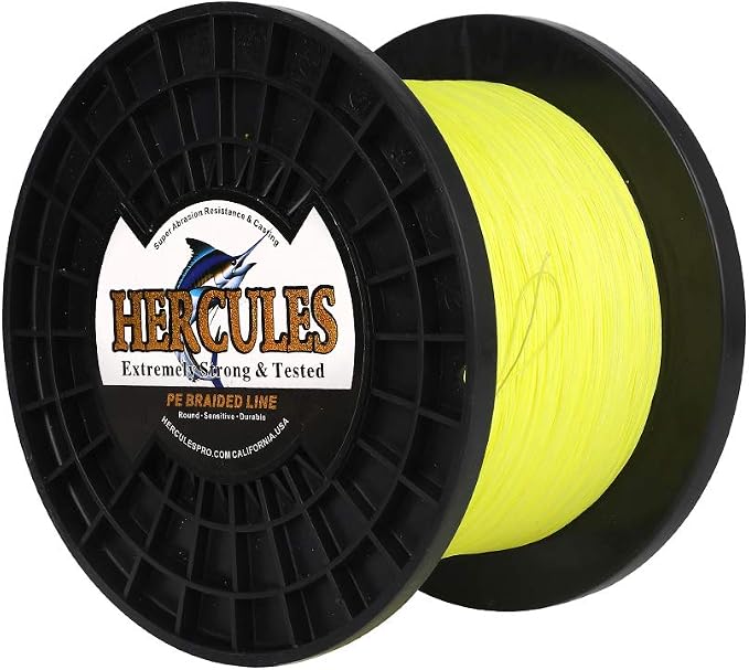 HERCULES Cost-Effective Super Cast 8 Strands Braided Fishing Line 10LB to 300LB Test for Salt-Water,109/328/547/1094 Yards(100M/300M/500M/1000M),Diam.#0.12MM-1.2MM,Hi-Grade Performance,Variety Colors