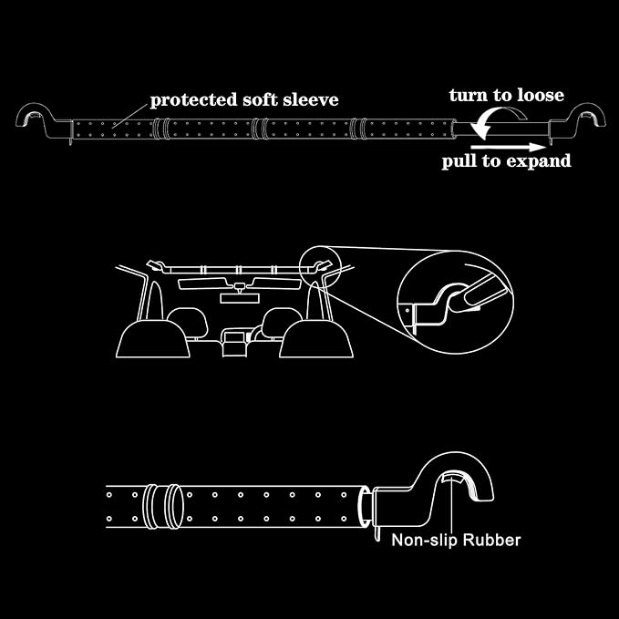 LITTLEMOLE Car Fishing 4 Rod Holder Adjustable 35 to 57 Inch, Heavy Duty Vehicle Fishing Pole Rack for SUV, Wagons, Van