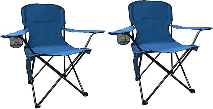 Folding Camping Chair with Cup Holder & Storage Bag, 225lbs Capacity, Large Anti-Sink Feet, Breathable PE Coated Fabric for Outdoor, Hiking, Beach, Fishing, Backpacking, 2PCS Cyan