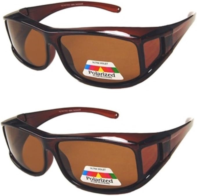 2 Pair Polarized Fit Over Wear Over Reading Glasses Lens Cover Sunglasses