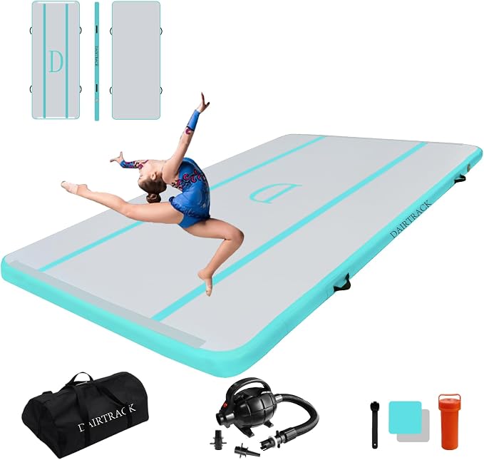 DAIRTRACK Inflatable Gymnastics Air Mat 10ft/13ft/16ft/20ft Tumble Track Tumbling Mats for Home Use/Gym/Training/Cheerleading/Yoga/Water