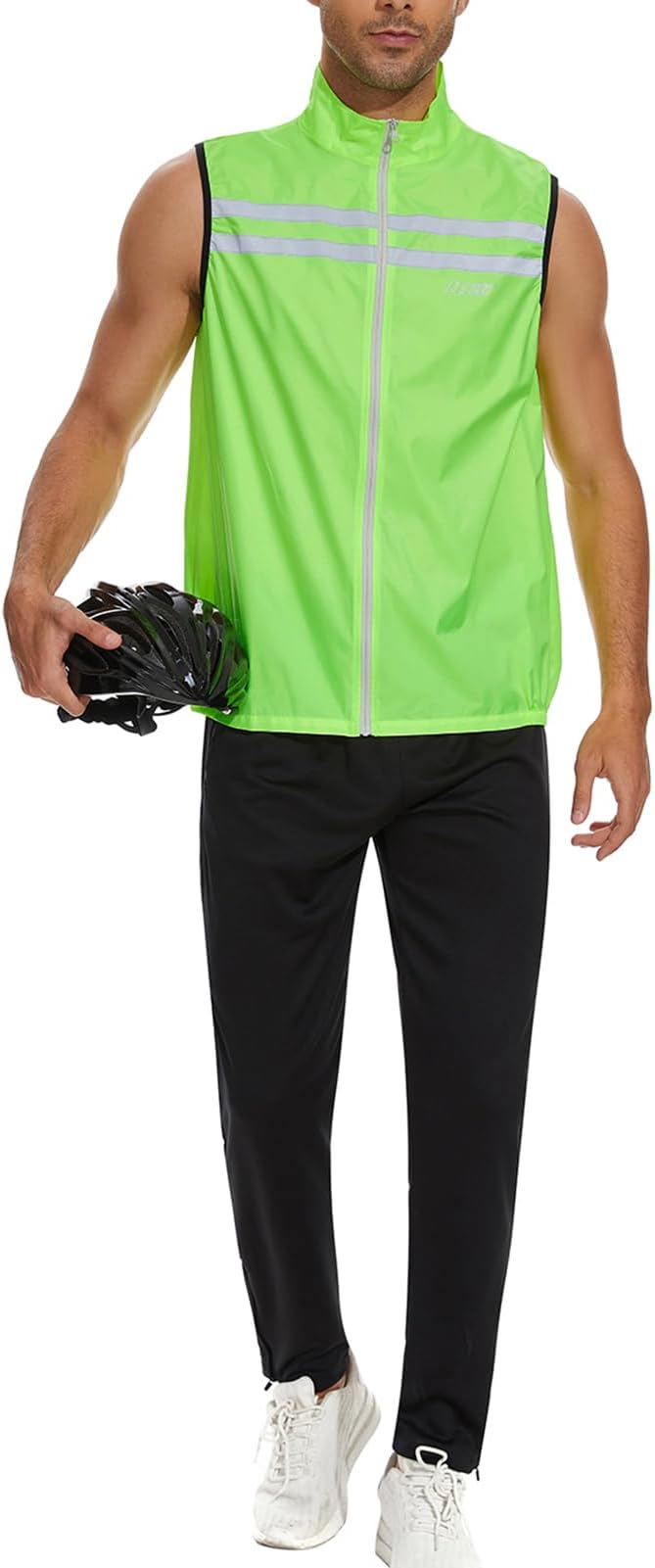 bpbtti Men's Hi-Viz Safety Running Cycling Vest Sleeveless Windbreaker vests- Windproof and Reflective