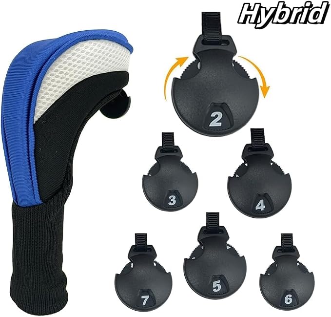Golf Club Head Covers for Woods 3/4/5/6 Pieces Long Neck Mesh Sports Golf Club Headcovers Set with Interchangeable No. Tags 3 4 5 6 7 X Golf Accessories for Men Women