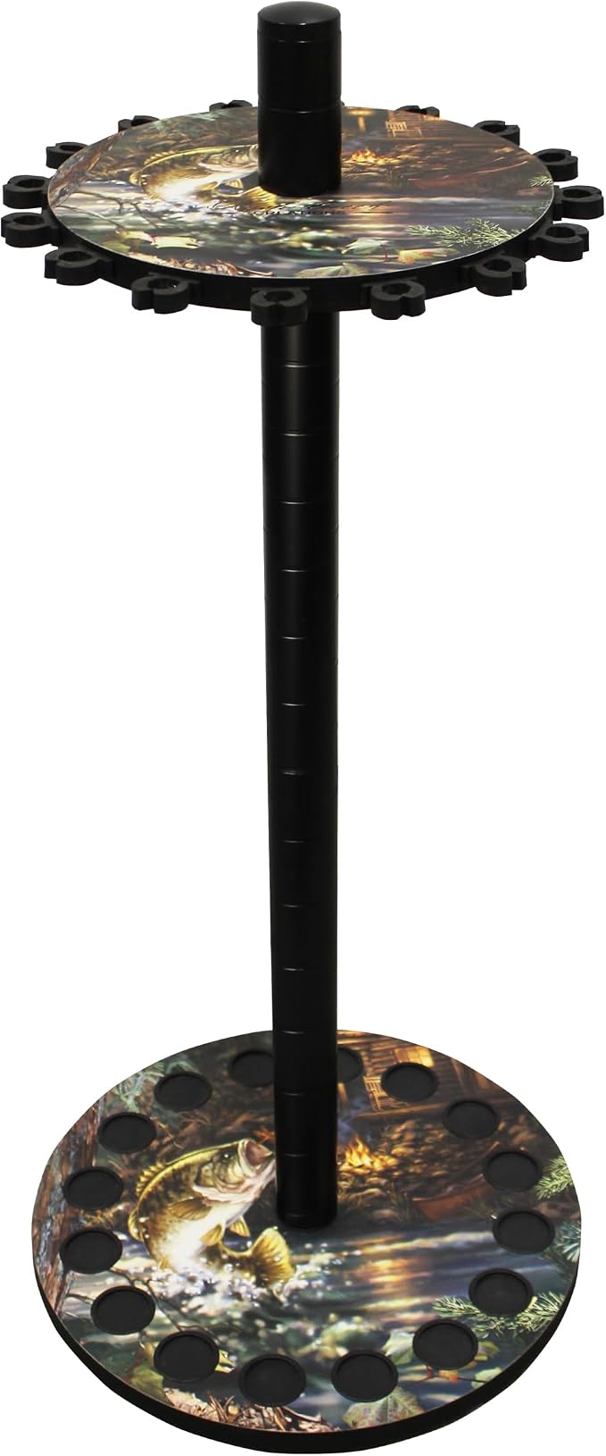 Rush Creek Creations 16-Rod Round Fishing Rod Holder for Garage, 360° Access Fishing Pole Holder for Rods, Reels, Gear, Accessories, and Tackle Box, Securely Holds 16 Rods, Bass