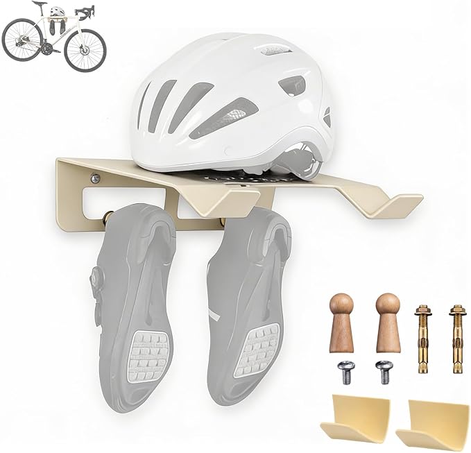 Bike Wall Mount Rack Indoor Bike Storage Garage Bike Rack Wall Mount with Shelf and Hooks Store Your Helmet and Shoes Heavy-Duty Adjustable Bike Hanger for a Single Road, Mountain Bicycle