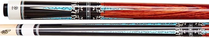Collapsar CXT Pool Cue with Soft Case,Black with Cream Points and Turquoise,Wrapless Handle 58Inch Professional Pool Stick