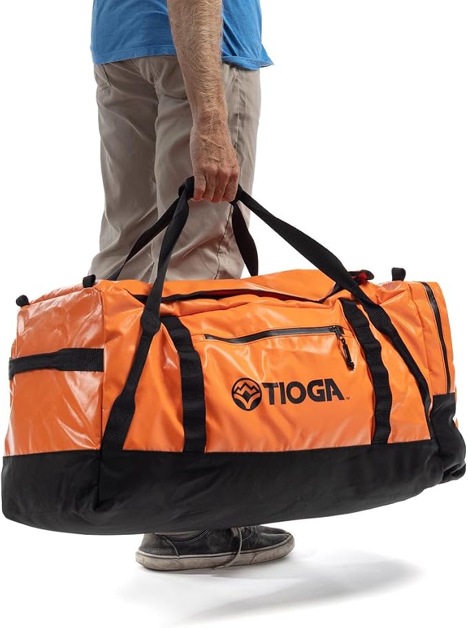 TIOGA Venture Outdoor Duffel Bag with Backpack Straps, Weather Resistant, Rugged Construction, Gear Hauling for Outdoor Adventures, Extra Large / 90L, Orange