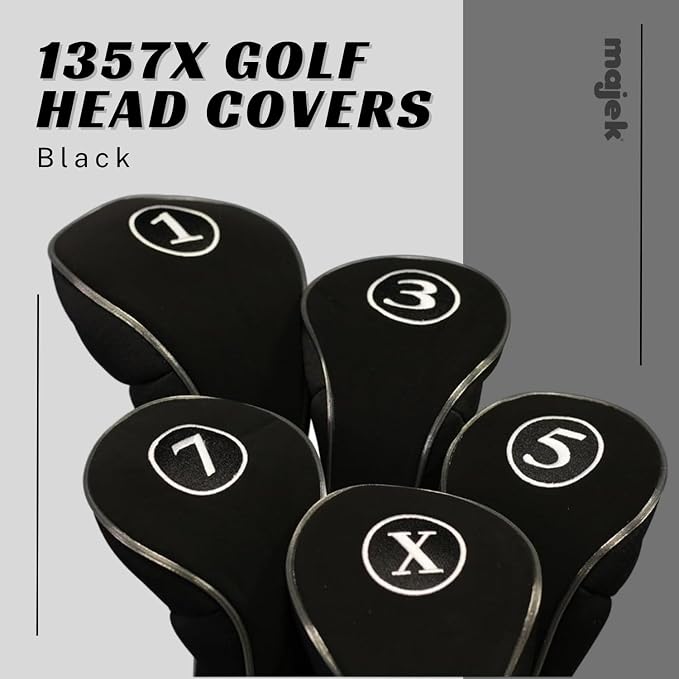 Black Golf Zipper Head Covers Driver 1 3 5 7 X Fairway Woods Headcovers Metal Neoprene Traditional Plain Protective Covers Fits All Fairway Clubs