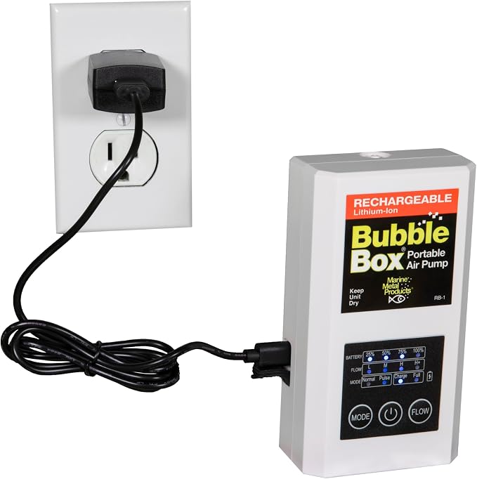 Marine Metal RB-1 Rechargeable Bubble Box Live Bait Aerator, Water Resistant Air Pump, Portable