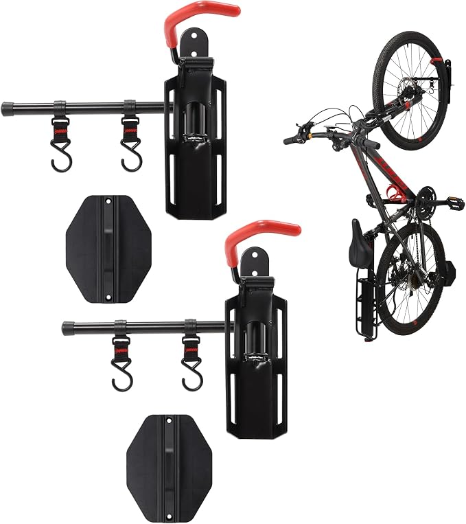 Swivel Bike Wall Mount, Bike Hangers for Garage, Space-Saving Vertical Bike Rack, Sturdy Bike Storage Rack Holds Up to 66lbs with No-scratch Protection, Easy to Install, 2 Pack