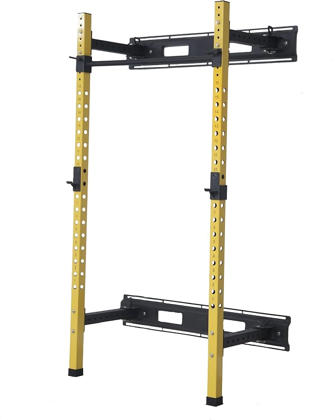 Fitvids Wall Mounted Power Rack Squat Stand, 1000 Pound Capacity for Home and Garage Gym with J-Hooks,Squat Lever Arm, Multiple Size and Colors