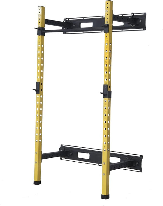 Fitvids Wall Mounted Power Rack Squat Stand, 1000 Pound Capacity for Home and Garage Gym with J-Hooks,Squat Lever Arm, Multiple Size and Colors